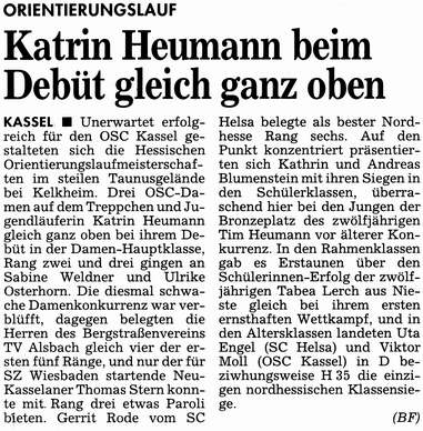 OL: Katrin Heumann beim Debt gleich ganz oben