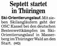 Ski-OL: Septett startet in Thringen