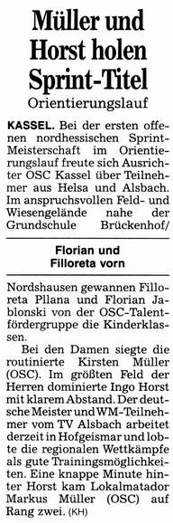 OL: Mller und Horst holen Sprint-Titel