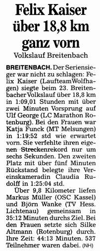 VL: Felix Kaiser ber 18,8 km ganz vorn