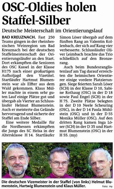 OL: OSC-Oldies holen Staffel-Silber