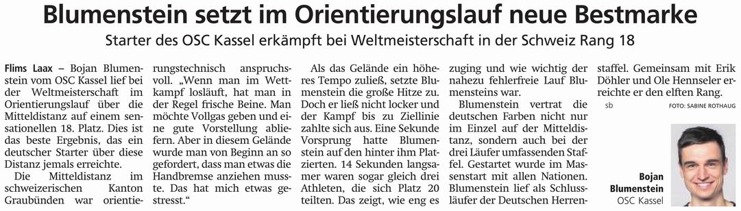 OL: Blumenstein setzt im Orientierungslauf neue Bestmarke